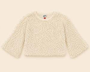 Woolrich Cream Shaggy Fuzzy Cropped Sweater Bell Sleeve Boho Y2K XS